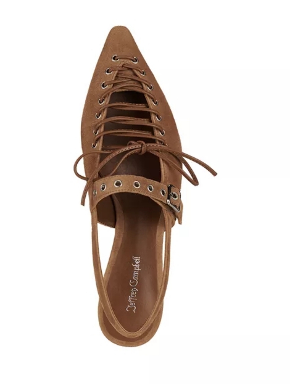 Jeffrey Campbell Women's Suede Geralt Tie Slingback Flats. Size 11. Color Brown - Picture 5 of 11